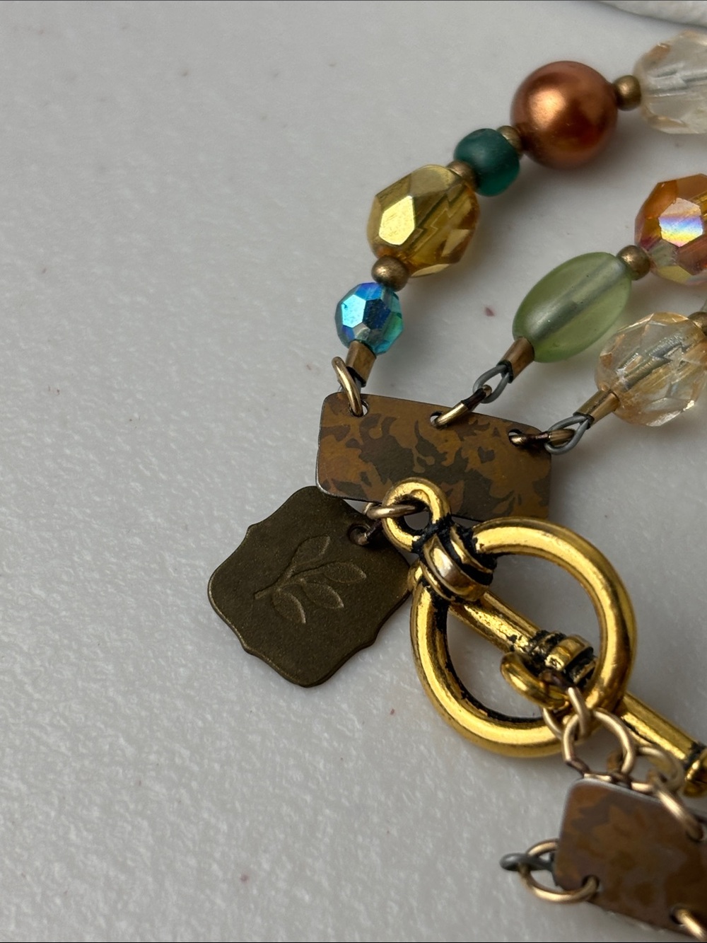 Vintage Holly Yashi Gem Multi Bead Niobium Sacred Geometry & Ruby Center Bracele - Picture 8 of 8